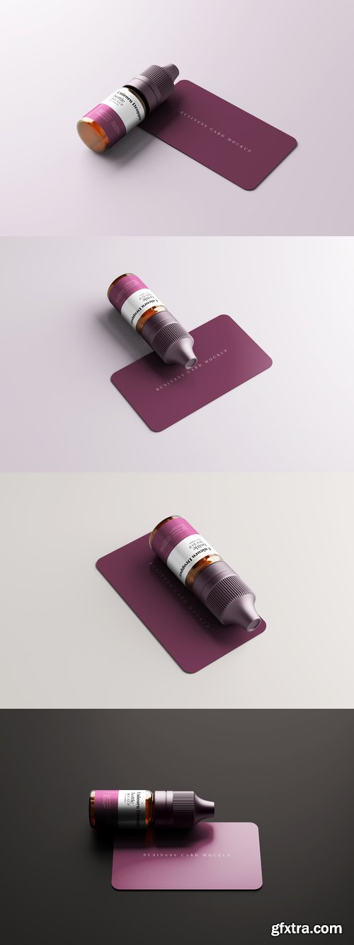 Unicorn dropper bottle with business card mockup