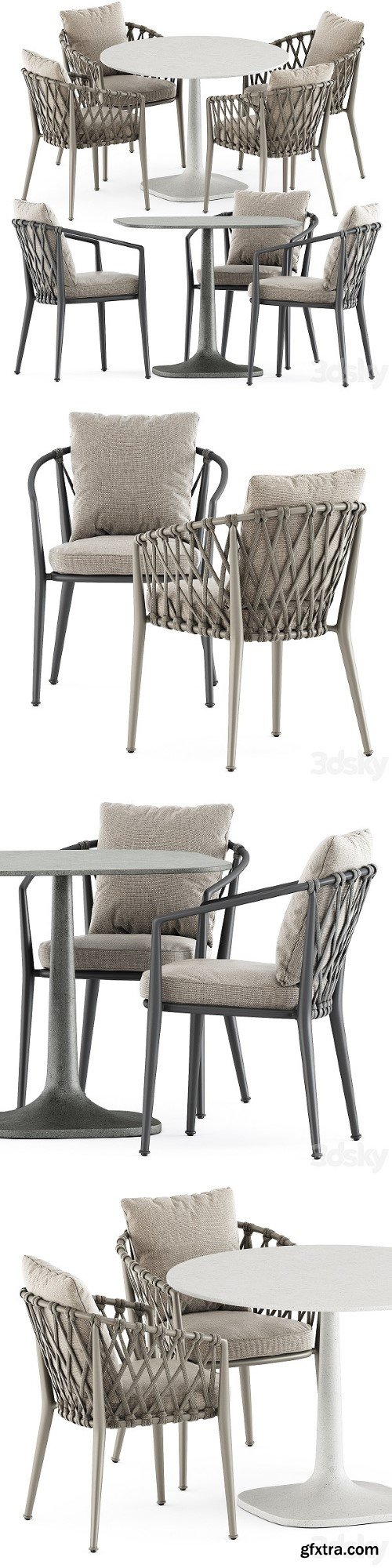 Erica Outdoor Chair and Fiore Outdoor Table by Bebitalia | Vray+Corona