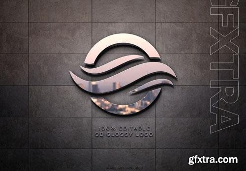 PSD metal luxure logo with 3d effect reflection