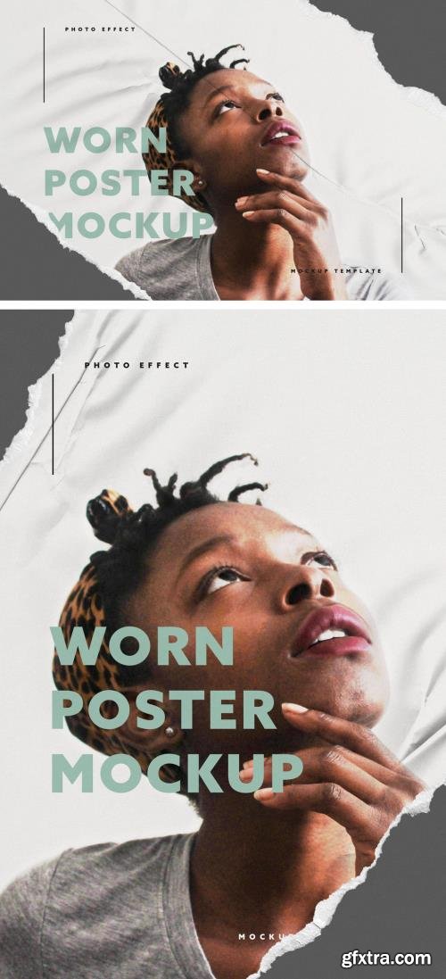 Torn Poster Photo Effect Mockup 418162109