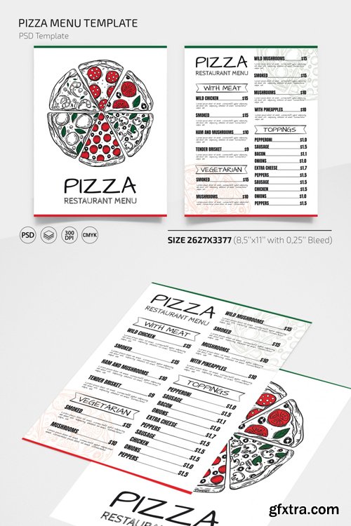 Pizza Restaurant Menu PSD Template