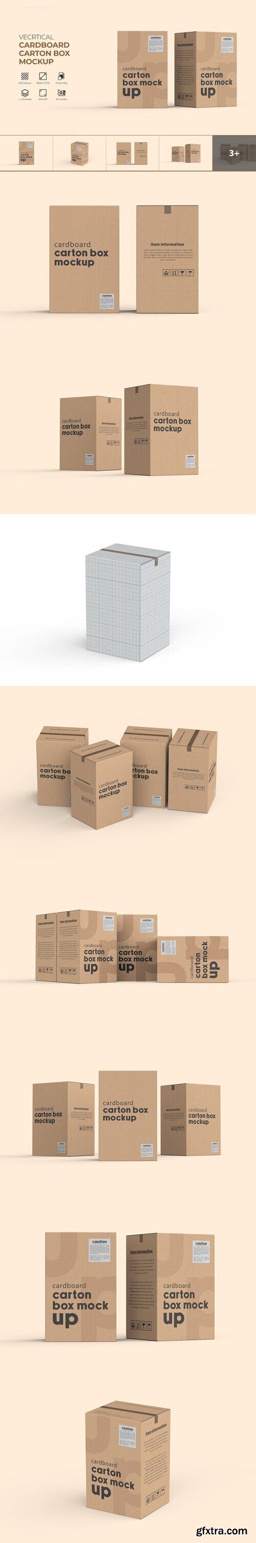 Creativemarket - Vertical Cardboard Carton Box Mockup 16060652