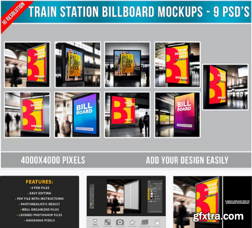 Train Station Billboard Mockups