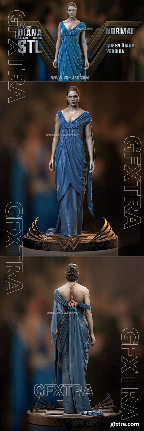 Princess Diana - Gala Blue Dress – 3D Print Model