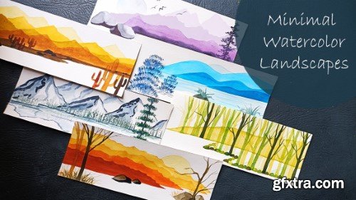 Minimal Watercolor Landscapes : Learn 06 Different Landscape Paintings