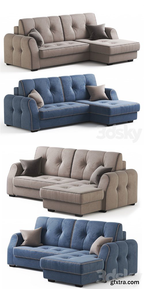 Corner sofa bed Oscar from Hoff. Beige and blue upholstery options.