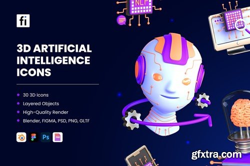 3D Artificial Intelligence Icons HURVVMA