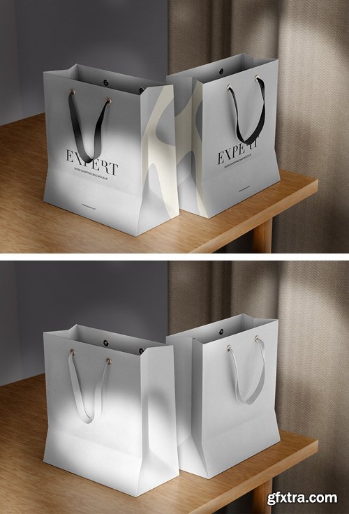 Cardboard Shopping Bags PSD Mockups Templates