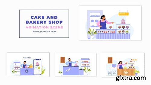 Videohive Cake and Bakery Shop 2D Character Animation Scene 47279320