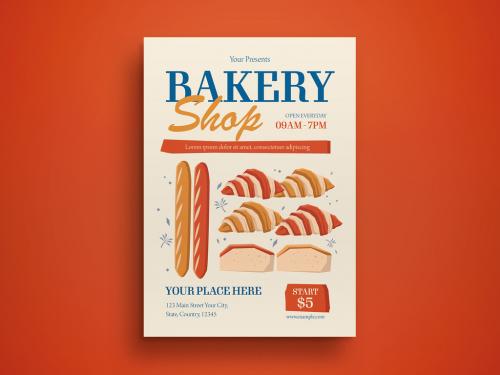 Beige Flat Design Bakery Shop Flyer Layout 585618661