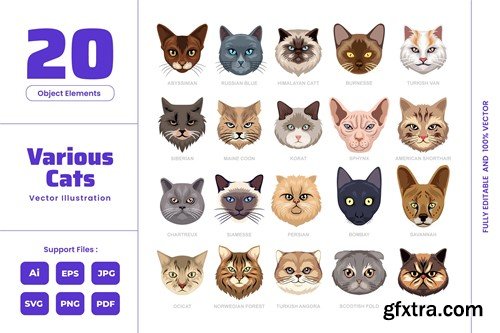 Cute Cat Head - Animal Cartoon Meow Pet Logo Care 93FXASP