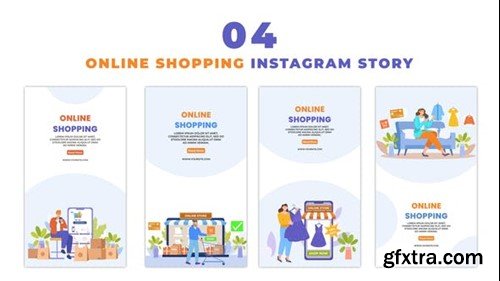 Videohive Online Shopping 2D Character Instagram Story 47393479