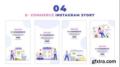 Videohive Online Shopping Flat Character Instagram Story 47395202