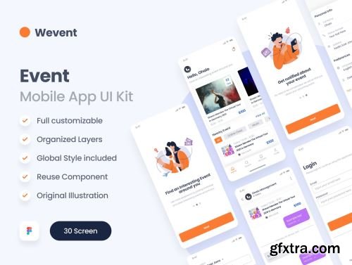 Wevent - Event Booking App UI Kit Ui8.net
