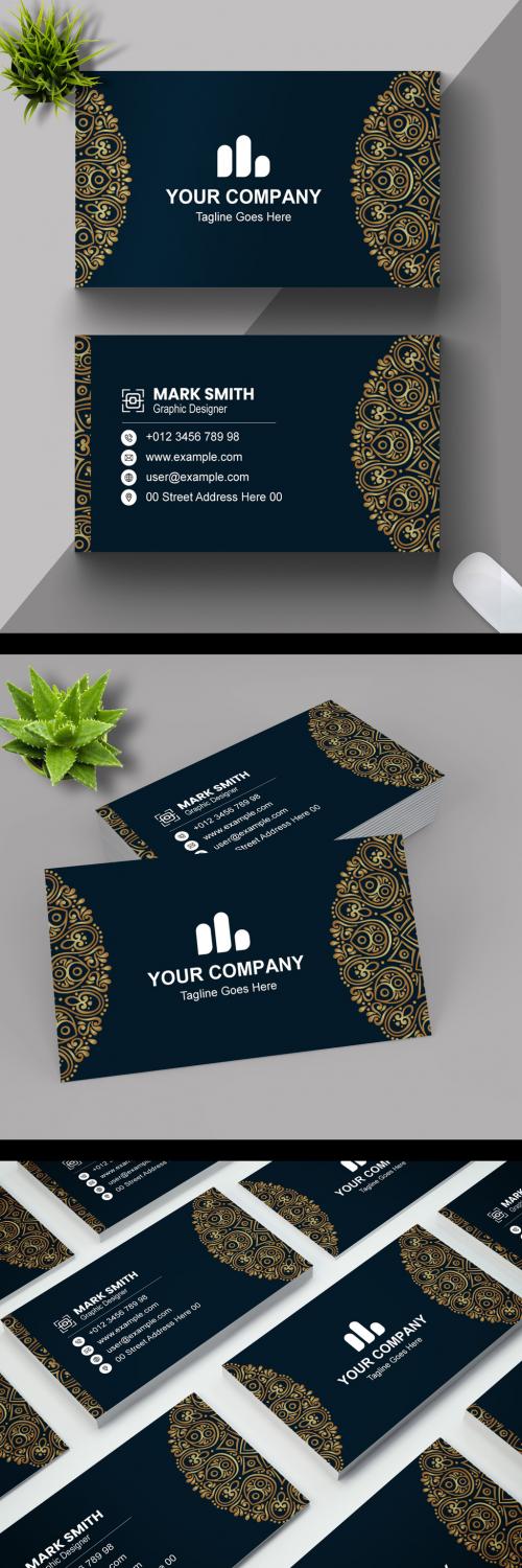 Mandala Style Business Card Design Template 582361904