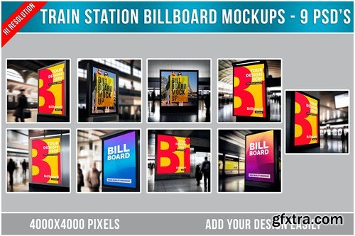 Train Station Billboard Mockups YWU7BDD