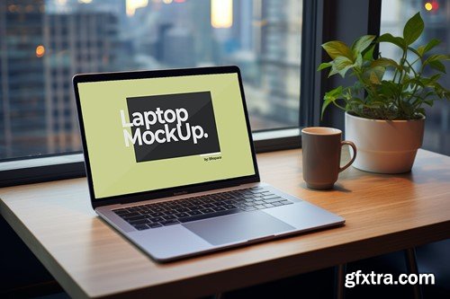 Laptop Mockup In Office Environment GSSEDGV
