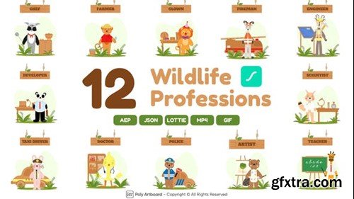Videohive Wildlife Professions Lottie Scenes 47635541