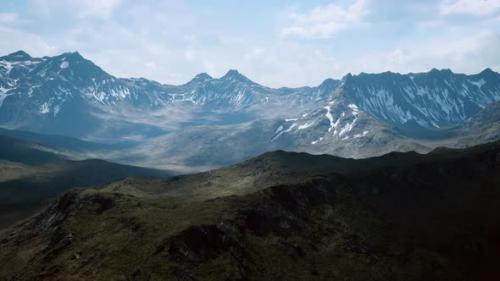 Videohive - Sunny Landscape with Views of Snowcapped Mountains and Meadow - 47640235