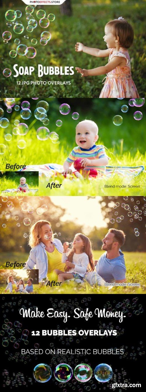 12 Soap Bubbles Photo Overlays Set