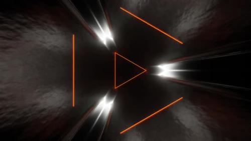 Videohive - Orange Sci-Fi Glossy Triangle Tunnel Background Vj Loop In HD - 47631487