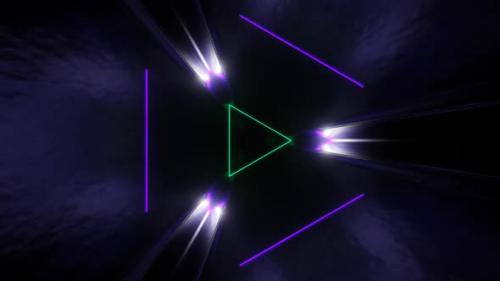 Videohive - Purple And Turquoise Sci-Fi Glossy Triangle Tunnel Background Vj Loop In HD - 47631488