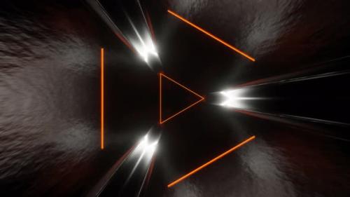 Videohive - Orange Sci-Fi Glossy Triangle Tunnel Background Vj Loop In 4K - 47631489
