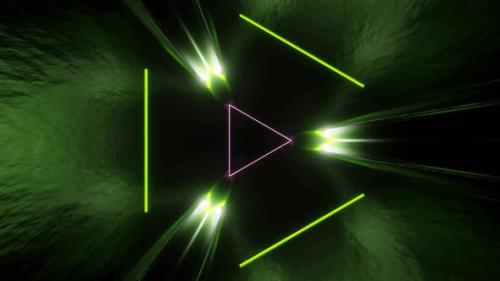 Videohive - Lime And Light Pink Sci-Fi Glossy Triangle Tunnel Background Vj Loop In 4K - 47631490