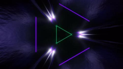 Videohive - Purple And Turquoise Sci-Fi Glossy Triangle Tunnel Background Vj Loop In 4K - 47631493