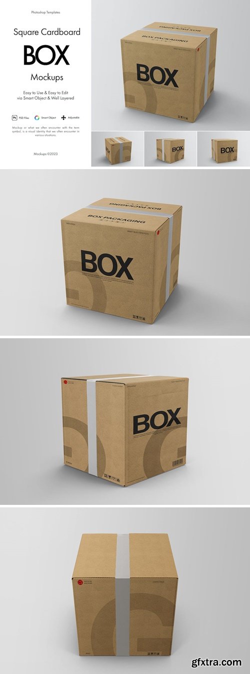 Square Cardboard Box Mockup 5XUY4ZE