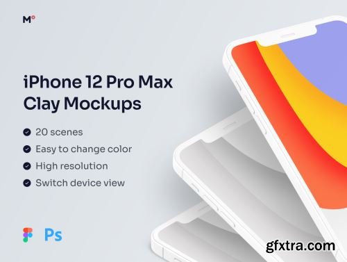 Clay iPhone 12 Pro Max Mockups Ui8.net