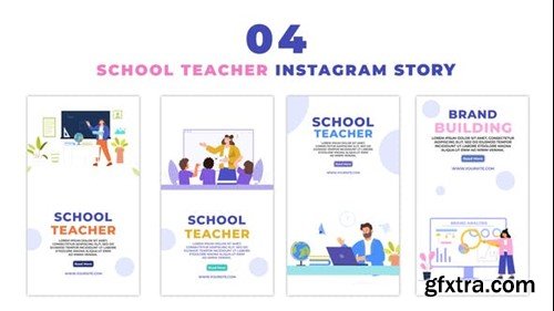 Videohive Educational Lecturer and Students Cartoon Animation Instagram Story 48058135