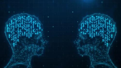 Videohive - Artificial Intelligence and Machine Learning Concept. Abstract technology circuit board in head - 47972829