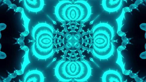 Videohive - Blue and black abstract design with circular design on the center. Kaleidoscope VJ loop - 47960180