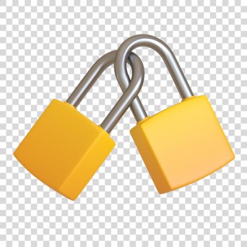 Premium PSD | Two yellow locked padlocks isolated on white background security concept 3d render illustration Premium PSD