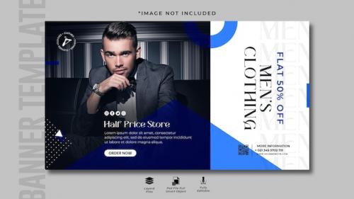 Premium PSD | Men fashion sale horizontal banner design template Premium PSD