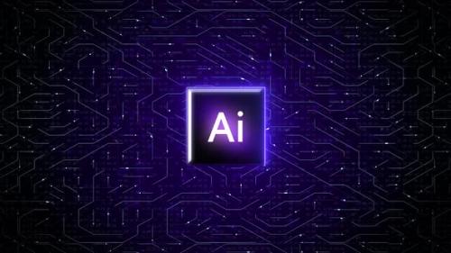 Videohive - Artificial Intelligence (AI) Concept over Dark Circuit Background - 48047125