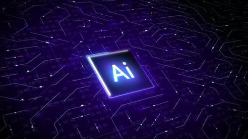Videohive - Artificial Intelligence (AI) Concept over Dark Circuit Background - 48047127
