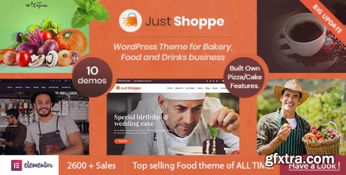 Themeforest - Justshoppe - Elementor Cake, Bakery & Food WordPress 4747148 v12.3 - Nulled