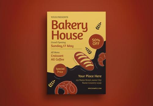 Brown Retro Bakery House Flyer Layout 646266938