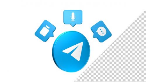 Videohive - Telegram Modern 3D Circle Icon - 48200012