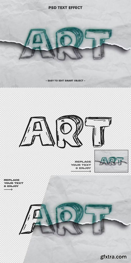 Art Sketch Ripped Paper Text Effect