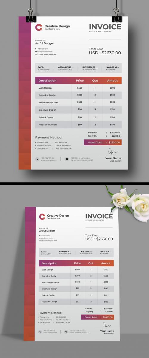 Abstract Invoice Design 643910984