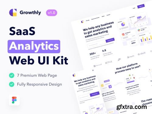 Growthly - SaaS Analytics & Sales Web UI Kit Ui8.net
