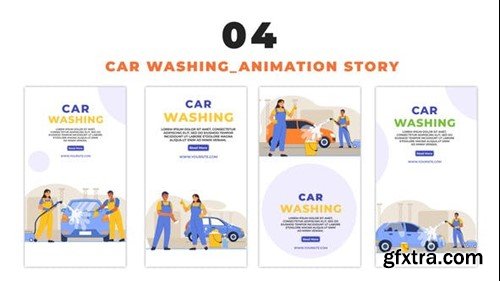 Videohive Car Washing Flat Character 2D Vector Instagram Story 48660654