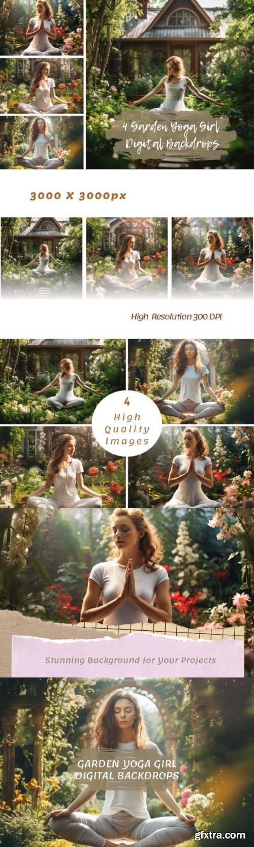 Garden Yoga Girl Digital Backdrops