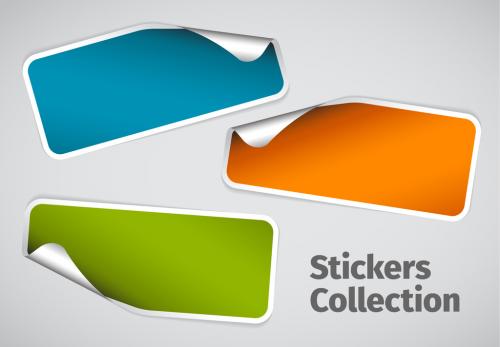 Adobe Stock - White-Bordered Sticker Elements with Peeled Up Corner - 153231712