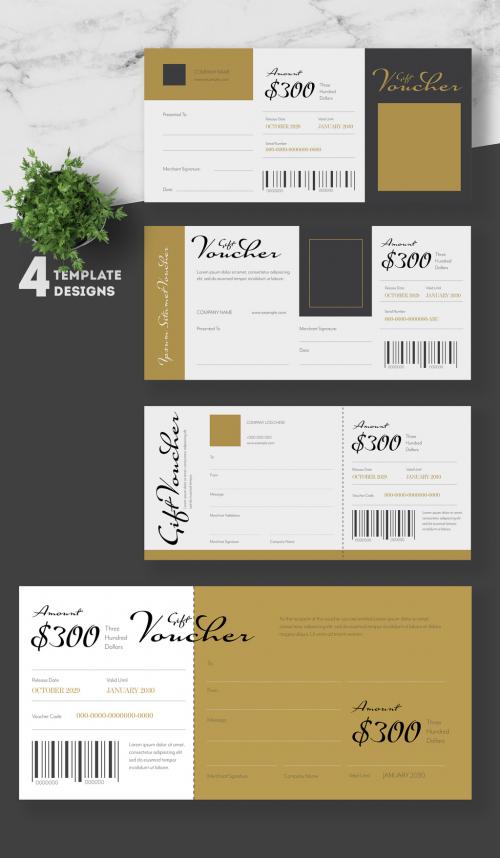 Adobe Stock - Gift Voucher Layout with Gold Accents - 245410927