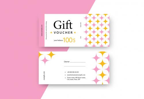 Adobe Stock - Abstract Gift Voucher with Pink and Yellow Elements - 259809223