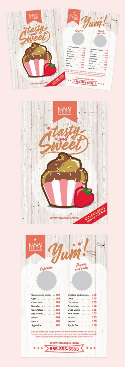 Adobe Stock - Bakery Flyer Layout with Cupcake Illustration - 271296945